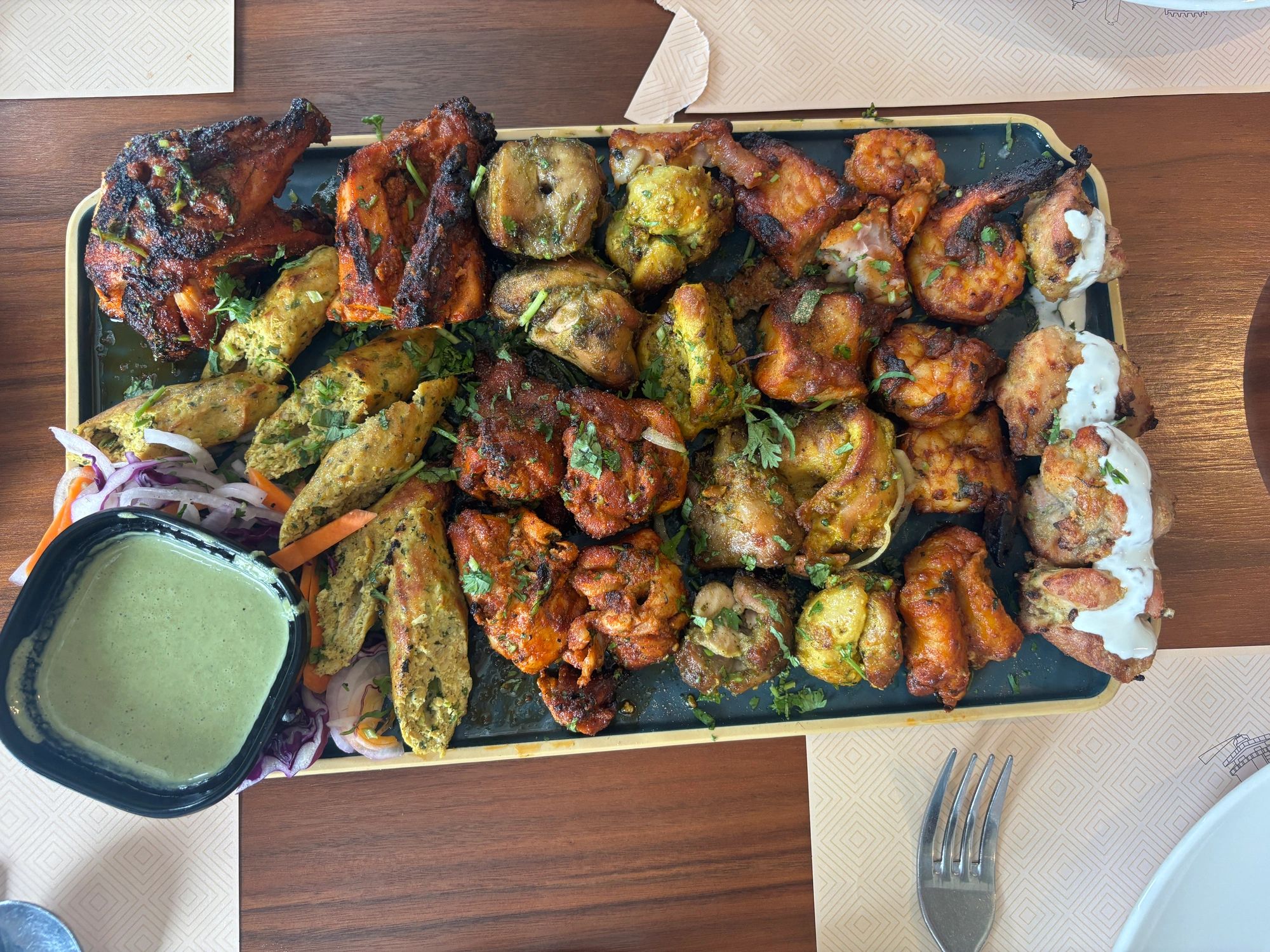 Mixed grilled platter with chutney