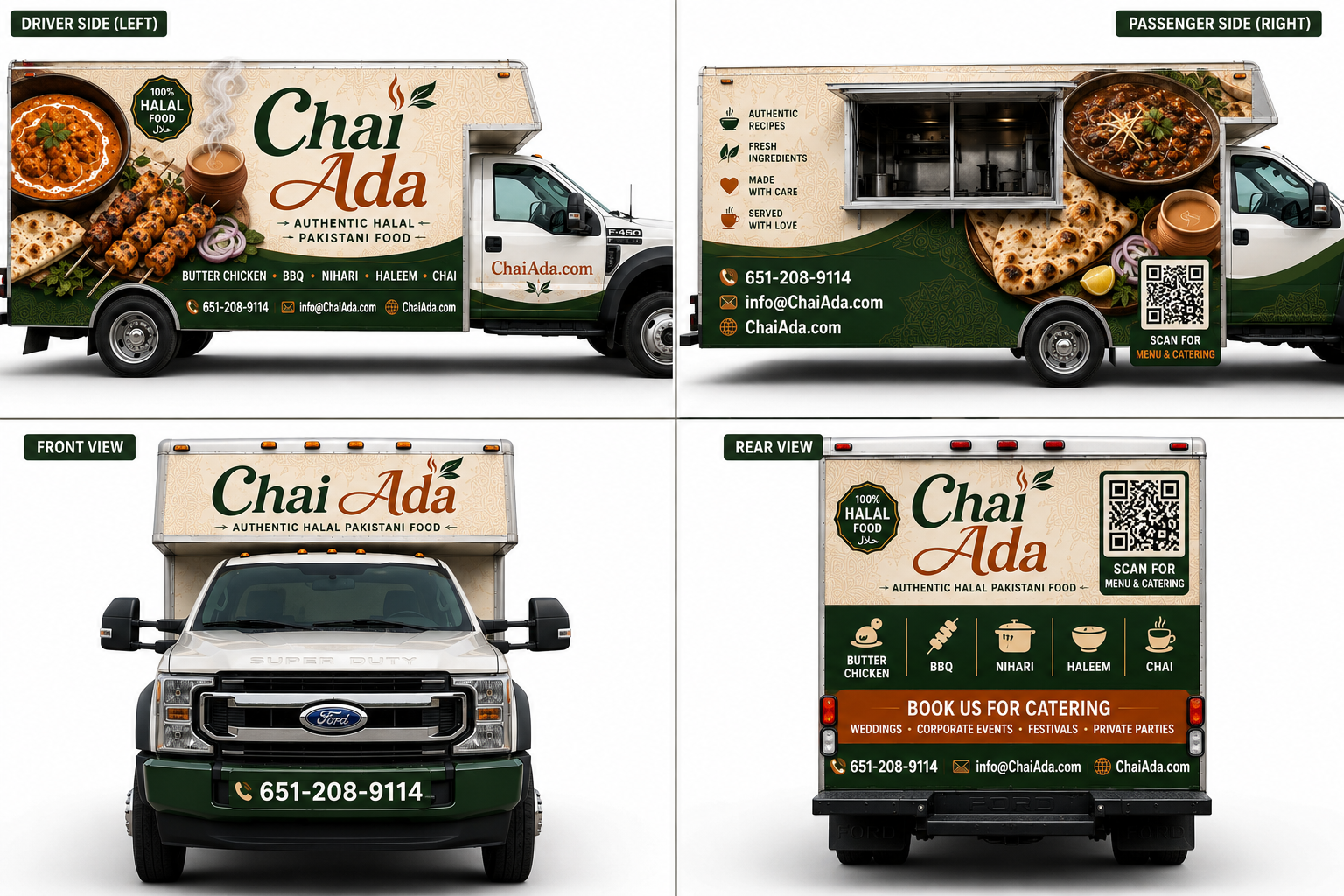 Front perspective rendering of the Chai Ada food truck